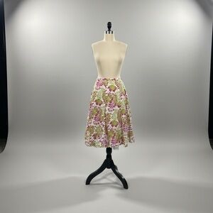 Garnet Hill 100% cotton floral skirt w/ ruffled cotton liner zip closure sz 10